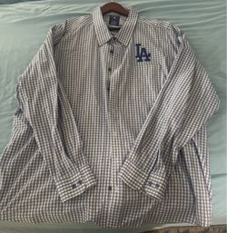 LA Dodgers Gingham Button-Down Dress Shirt