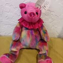 January Birthday Teddy Bear Garnet Ty Plush Beanie Babies 7" 2001 Pink Purple