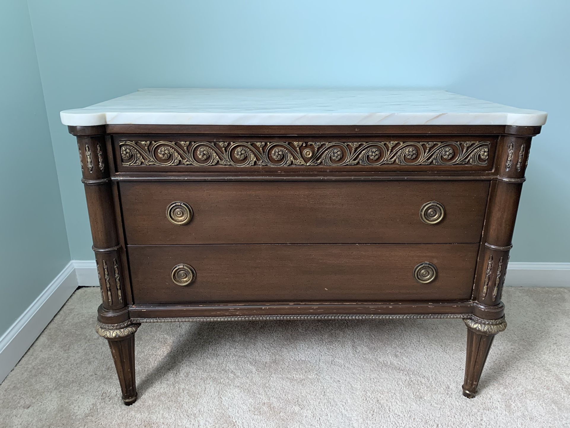 Two (2) Antique Marble Top Nightstands