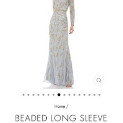BEADED LONG SLEEVE EVENING GOWN 