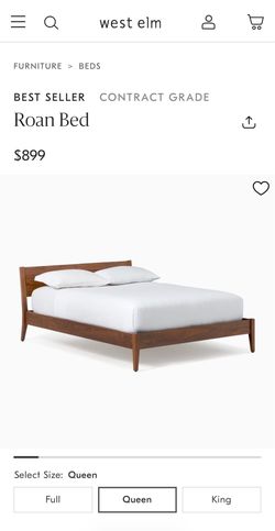 West elm roan queen bed like new