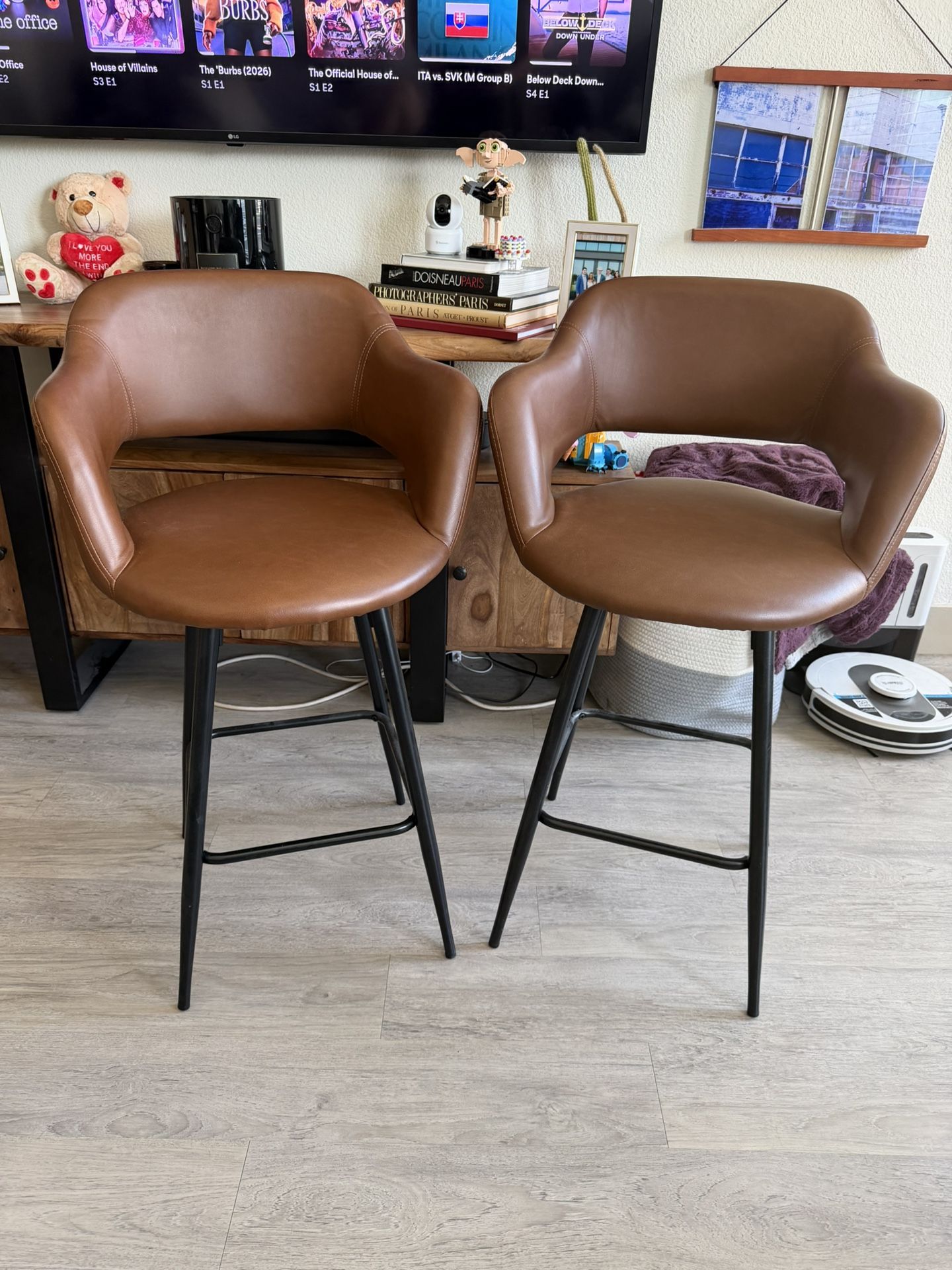 Brown Leather Stools