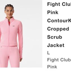 Figs Pink Scrub Jacket -L