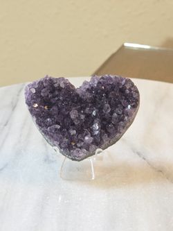 2.6" Approximately Druzy Amethyst Heart Quartz Crystal 