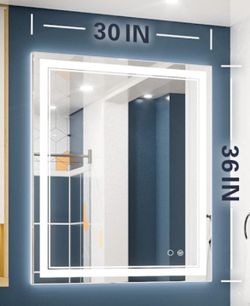 30 X 36” LED , Bathroom Mirror, Adjustable To Be Colored Temperatures Lights.