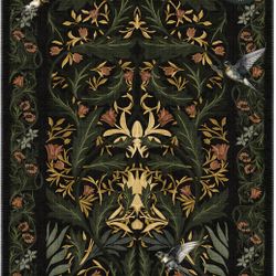 Green/Black Botanical Rug 4x6 (Set of 2)