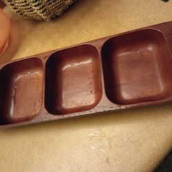 KROMEX Rosewood Serving Japan Divided 3 Section Tray 15"LX5"WX2"H
