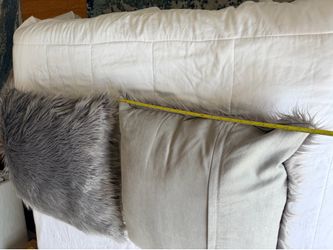 2 Grey Faux long Fur Throw Pillows-includes inserts