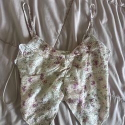 Floral Lace Camisole Top With Matching Skirt