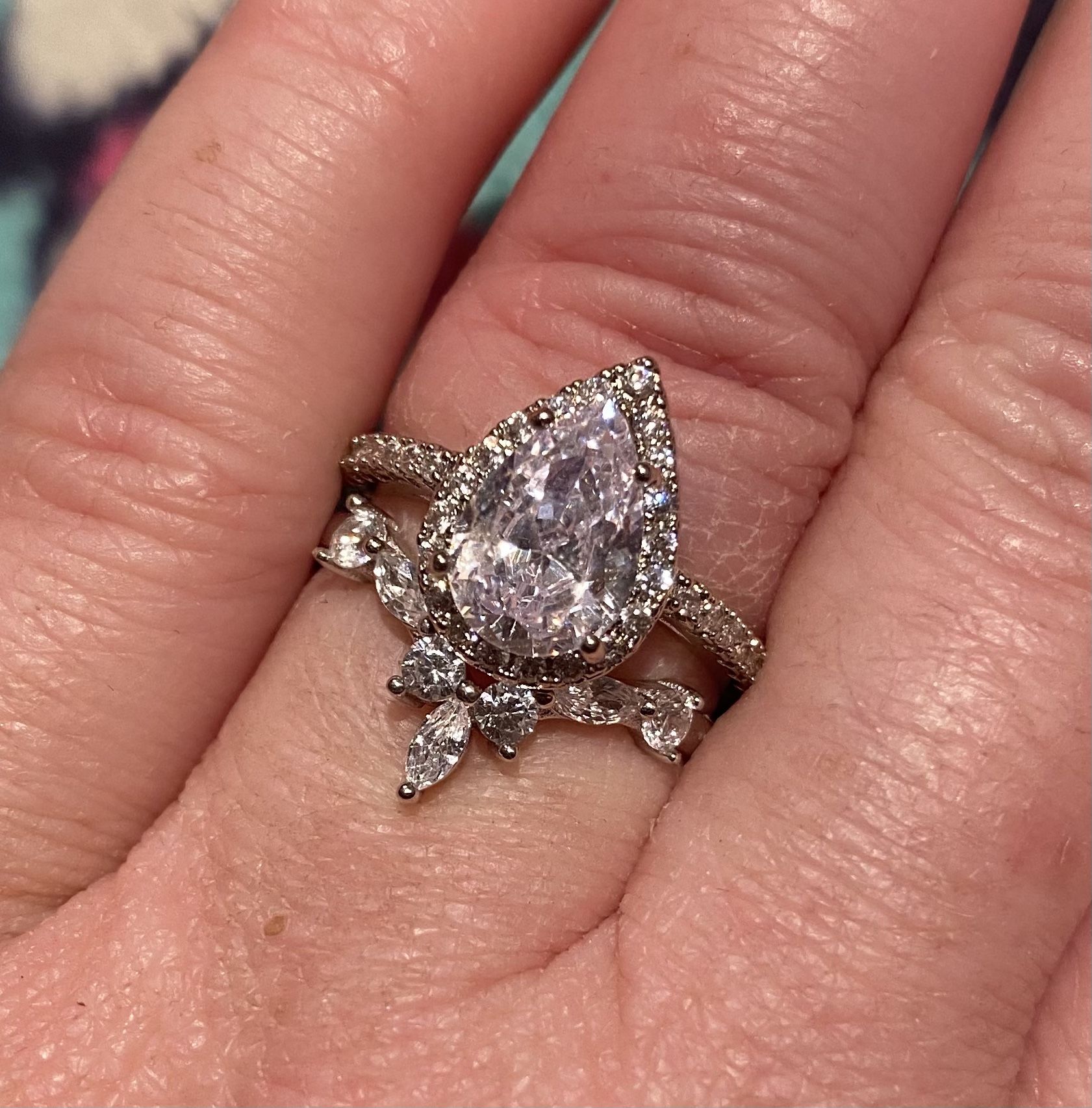 Diamond Halo Silver Ring S925 Sz 6,8,9,10