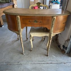 Antique Desk With Glass Top