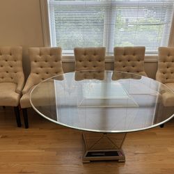 Set of Mirrored Dining Table and Buffet