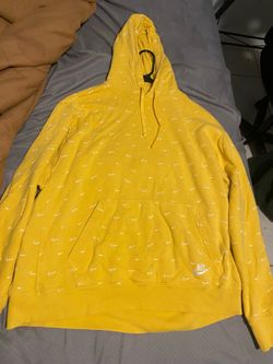 Nike Yellow All-Over Swoosh Print Hoodie Size XL