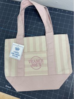 Trader Joe’s Tote Bag Pink pastel striped brand new with tags