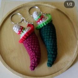 Crocheted Jalapeno Pepper KeyChain