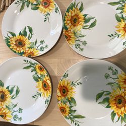Lot of 4 Royal Norfolk SUNFLOWER PLATES 7.5”