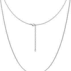 sterling silver necklace chain women: long real 925 tiny strong lobster claw clasp - thin chain for pendant girls italian adjustable replacement 18-24