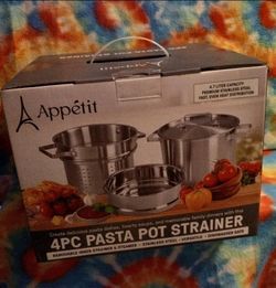 4PC Appétit 4.7 LITER CAPACITY PREMIUM STAINLESS STEEL PASTA PAN DOUBLE STEAMER