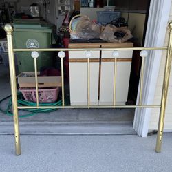 Queen Brass Headboard with Floral Finials 