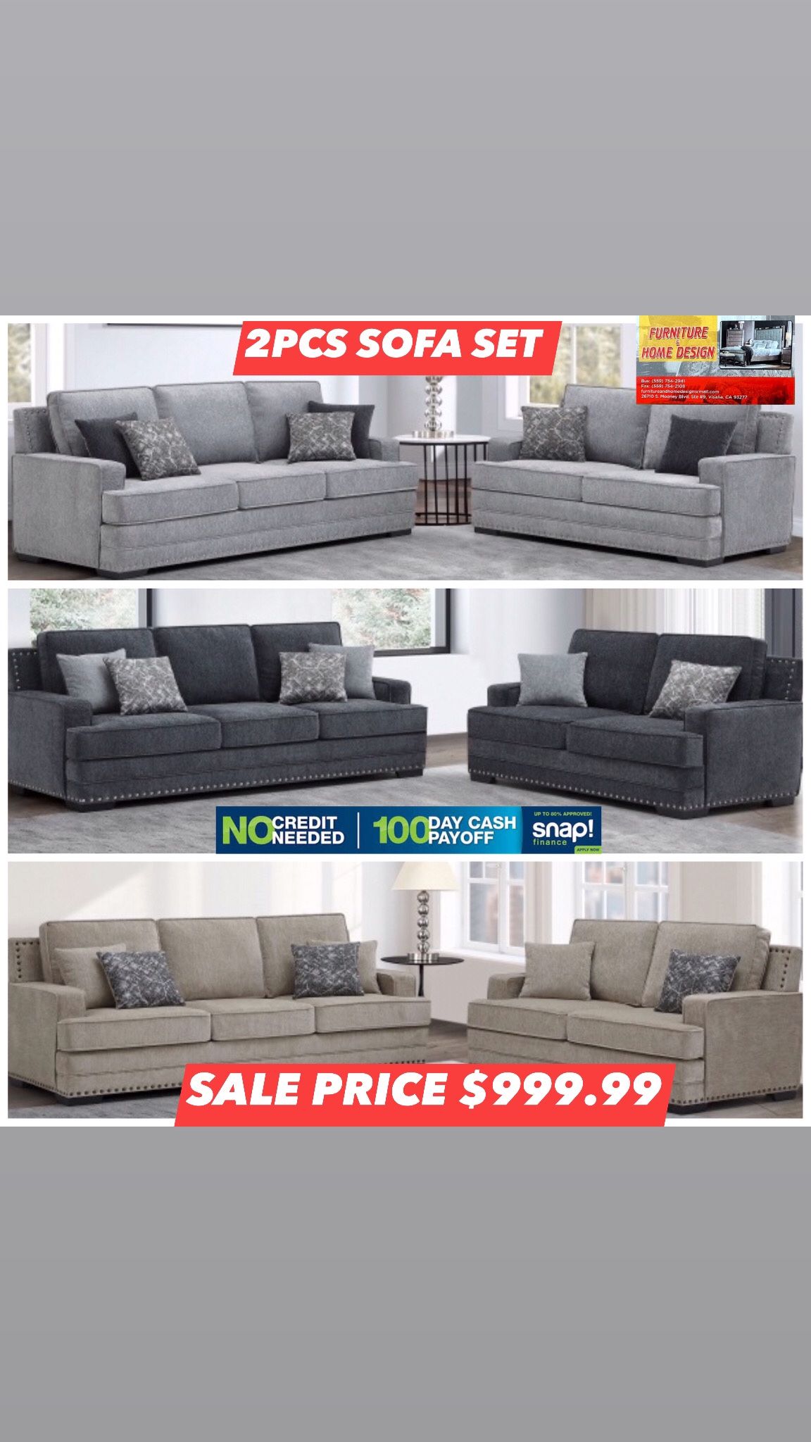 2pcs Sofa Set $999.99