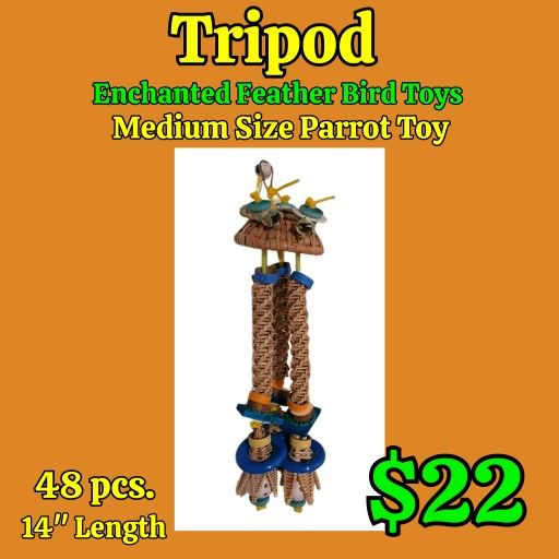 New Medium Size Shreddable Parrot Bird Toy: TRIPOD