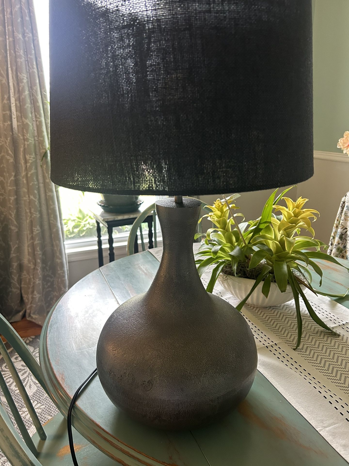 Crate And Barrel Grey Globe Lamp