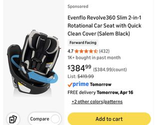 Used convertible car seat with 360 rotation