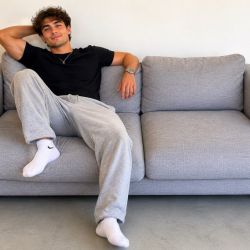 Living Spaces Grey Deep Seated Sofa