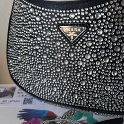 Cleo Satin Bag With Crystals / Luxury Designer Bags / Purse / Belt / Wallet For Man / Cartera De Disenador / Louis / GG /  CD  
