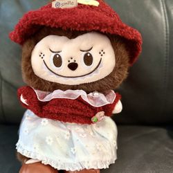 Brown Labubu Bunny Plush in Daisy Skirt – 14”