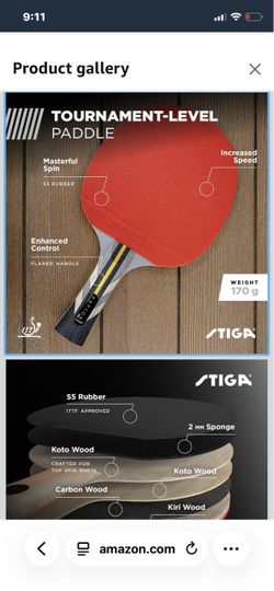 Like new condition - STIGA Pro Carbon + Raptor Performance-Level Table Tennis Rackets with Carbon Technology for Tournament Play - 7-ply Blade with Fl