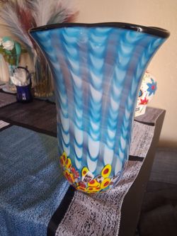 Dale Tiffany Tangelo Multicolored Cylinder Glass Vase