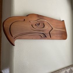 Seattle Seahawks Wooden Carving Wall Decor 20”x6”
