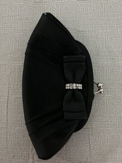 Black Cocktail Purse with Rhinestone Bow