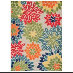 8’x-0’ Outdoor Indoor Fun Floral Colorful Rug 