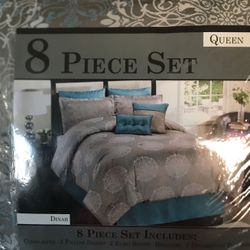 Queen comforter 8 piece set unopened