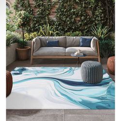 Outdoor Rug 4x6ft Aquamarine design