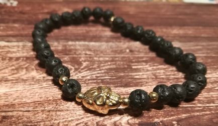 Skull Bracelet - Volcanic Rock