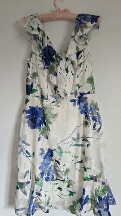 DKNY Women's Size 8 Blue Floral Ruffle Dress New With Tags