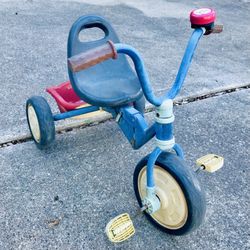 Ready Ride Folding Fully Assembled Blue Beginner Tricycle Kids,Toddlers. With Ring