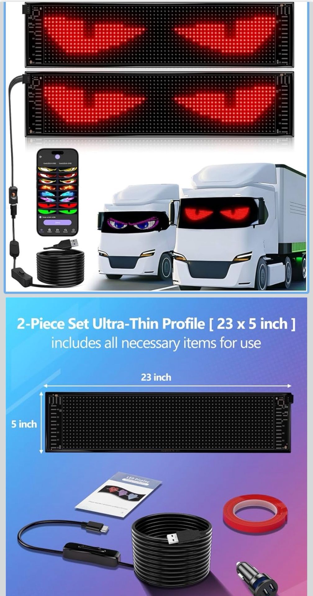 Bright 2PCS Devil Eyes for Cars Windshield