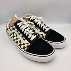 Vans 500714 Black & White Canvas Suede Checkered Skateboard Sneakers M 10.5 W 12
