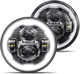HWSTAR 2023 New 1000% Brighter Anti-glare 7 Inch Led Headlights Round Compatible with Jeep Wrangler JK JKU TJ LJ Chevy Ford GMC Dodge Mazda Nissan VW 