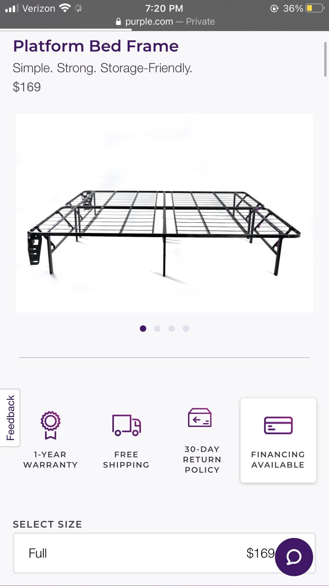 Purple Platform Bed Frame- Full