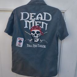 Toxic Waste Los Angeles Button Up Medium Shirt Streetwear Grunge Pirate 