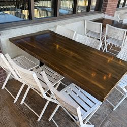 Modern Solid Wood Dining Table (60” x 30”) – Commercial Grade / Outdoor Safe