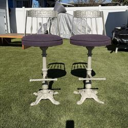 Antique Cast Iron Swivel Bar Stools - Matching Pair (circa 1900)