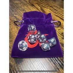 D&D Acererak Treasure Mystery 7 Dice Set: Cerulean Nebula Purple w Bag