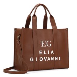  Large Leather Tote Bag plus Dust Bag (Brown) by Elia Giovanni