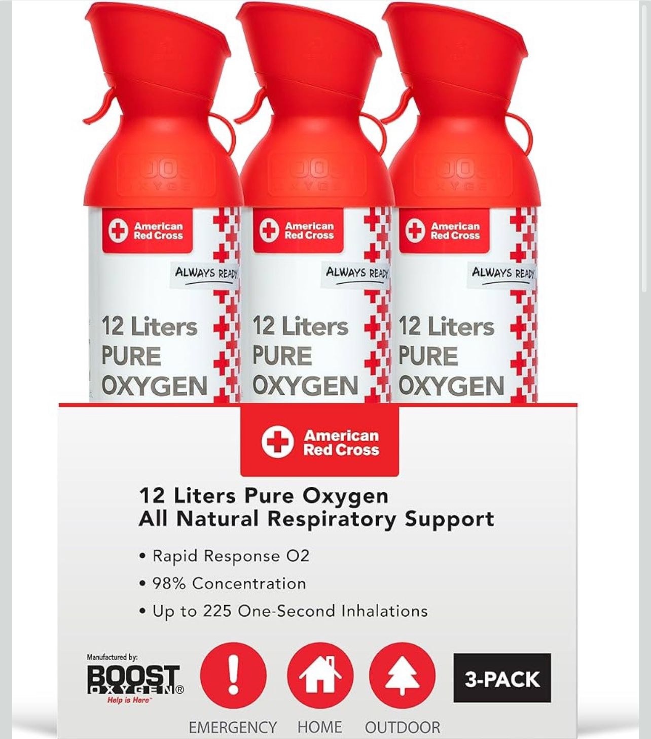 American Red Cross + Boost Oxygen | Extra Large 12L Canister (3 Pack)